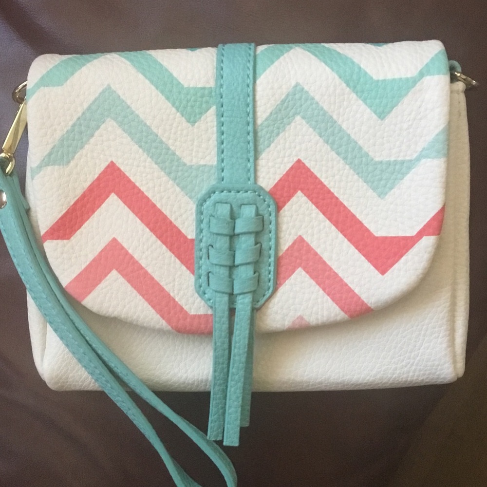 Charming Charlie Chevron Clutch in Pink and Blue